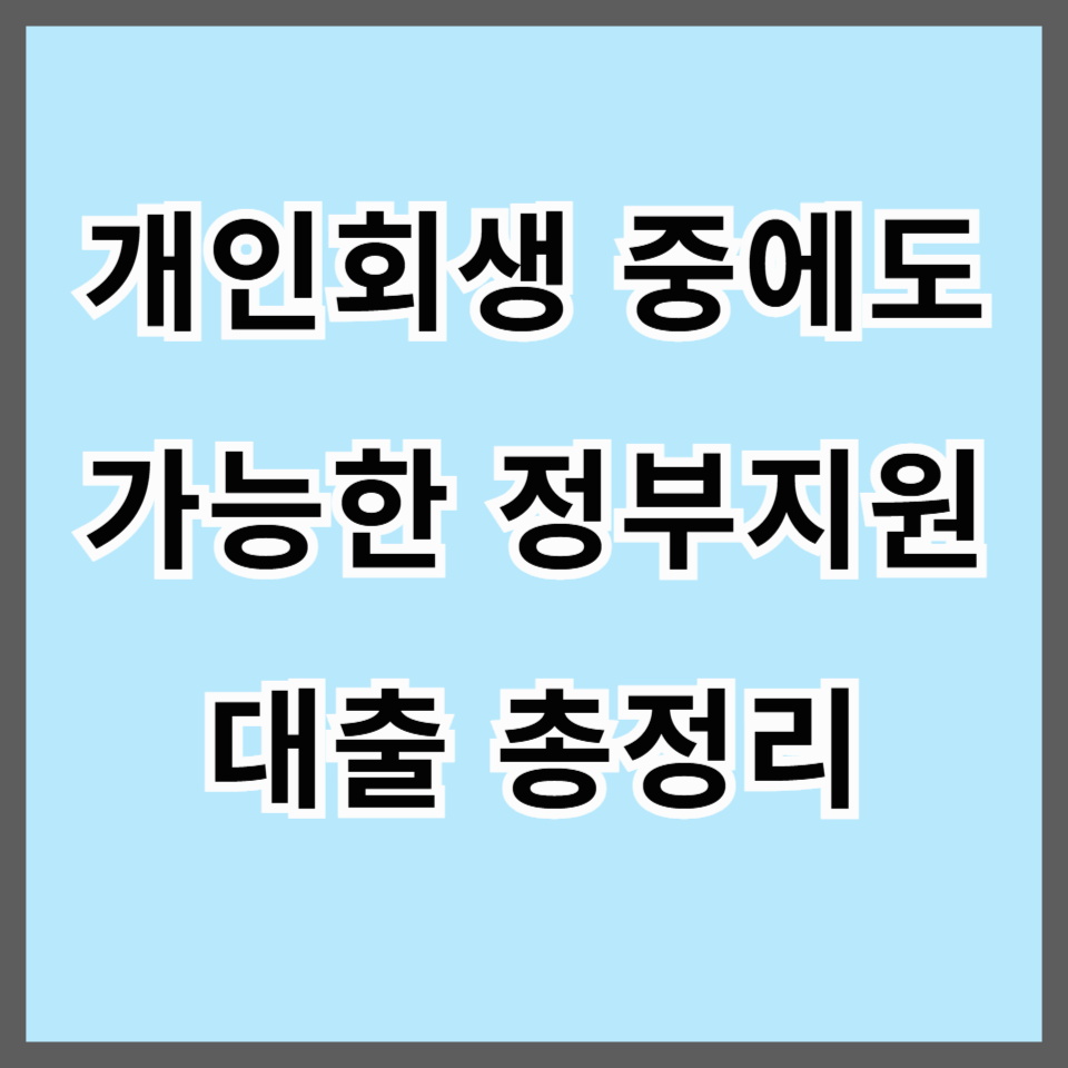 개인회생 중에도 가능한 정부지원 대출 총정리! 다시 일어설 당신을 위한 희망 자금 안내서
