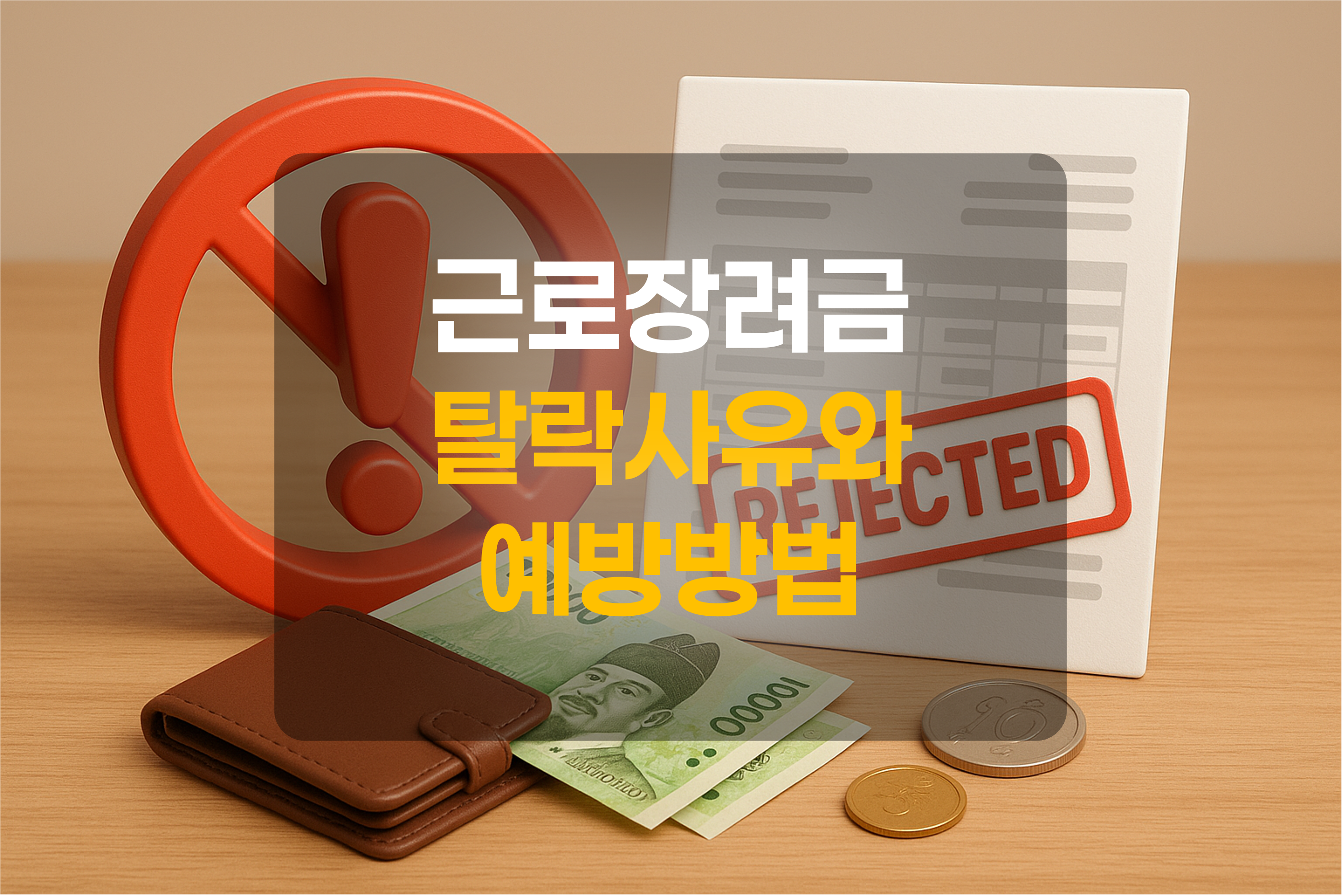 서류와 화폐, 거절을 이미하는 아이콘과 텍스트를 포함한 그림