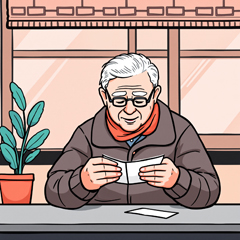 65세 이상 어르신 청와대 안내문을 보고 있는 모습