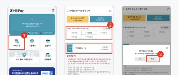 온누리 상품권: 모바일 사용방법