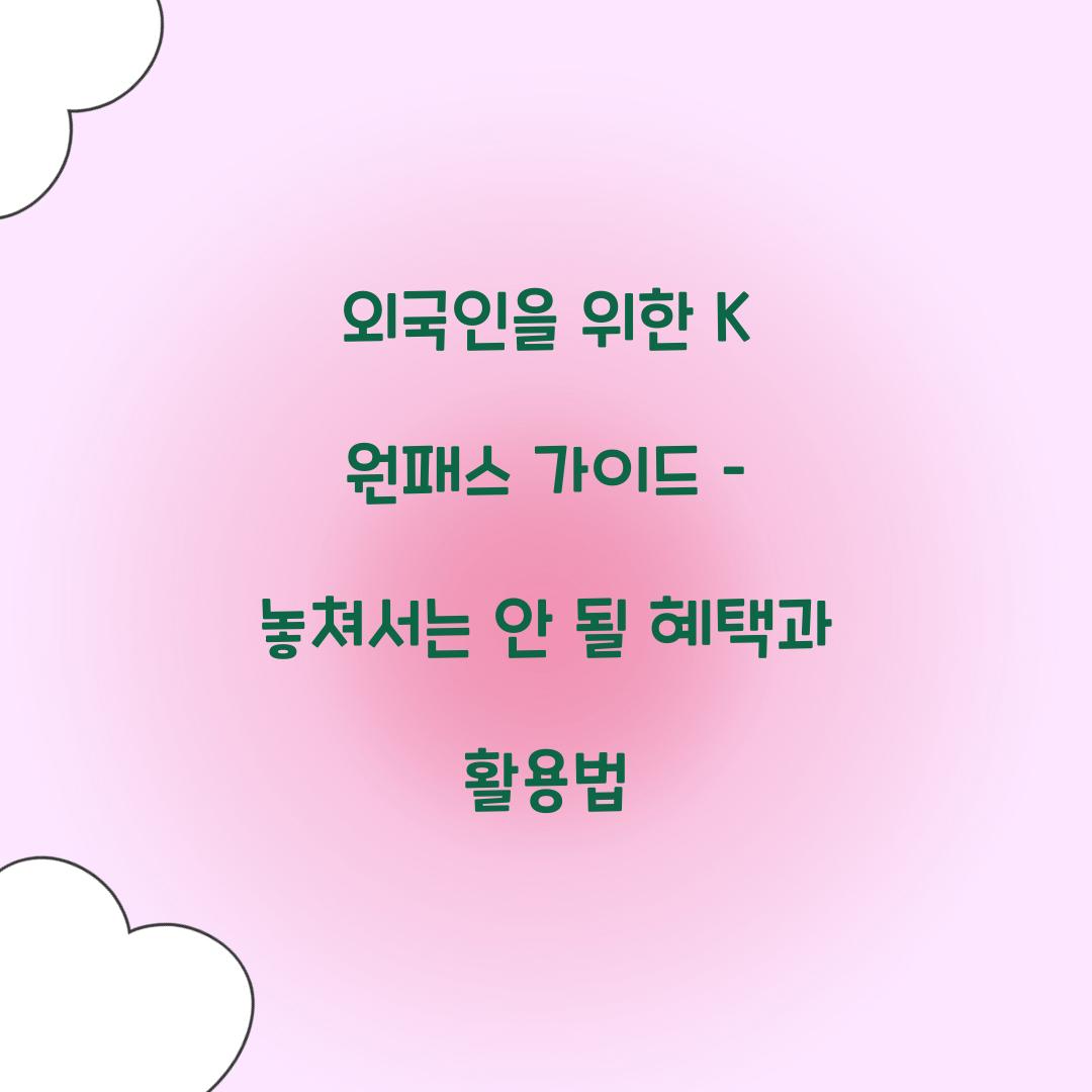 외국인을 위한 K 원패스 가이드