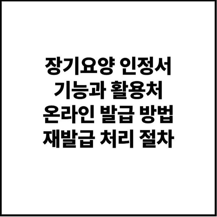 장기요양 인정서 기능과 활용처, 온라인 발급 방법, 재발급 처리 절차