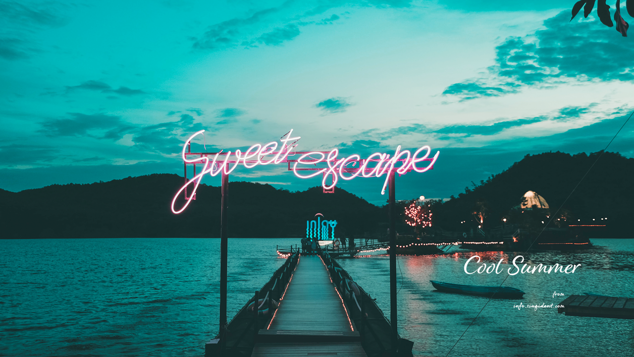 11 호숫가 네온사인 C - Cool Summer 여름배경화면