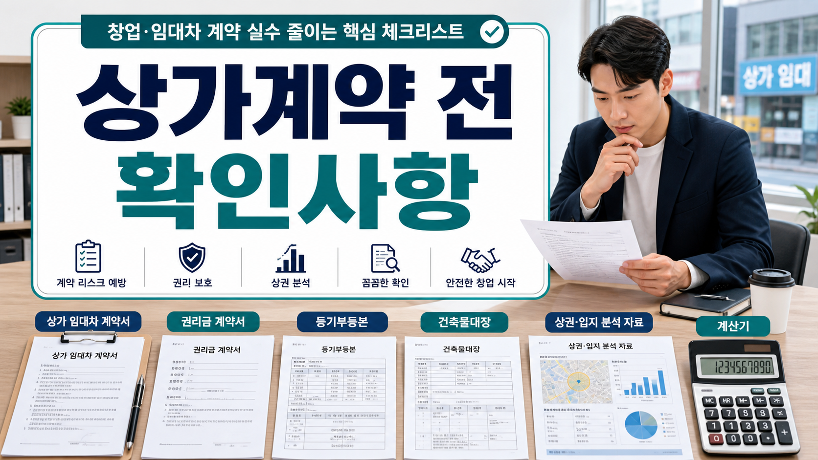 상가계약 전 확인사항과 가게 오픈 전 권리금 월세 상권분석 계약 주의사항을 정리한 이미지