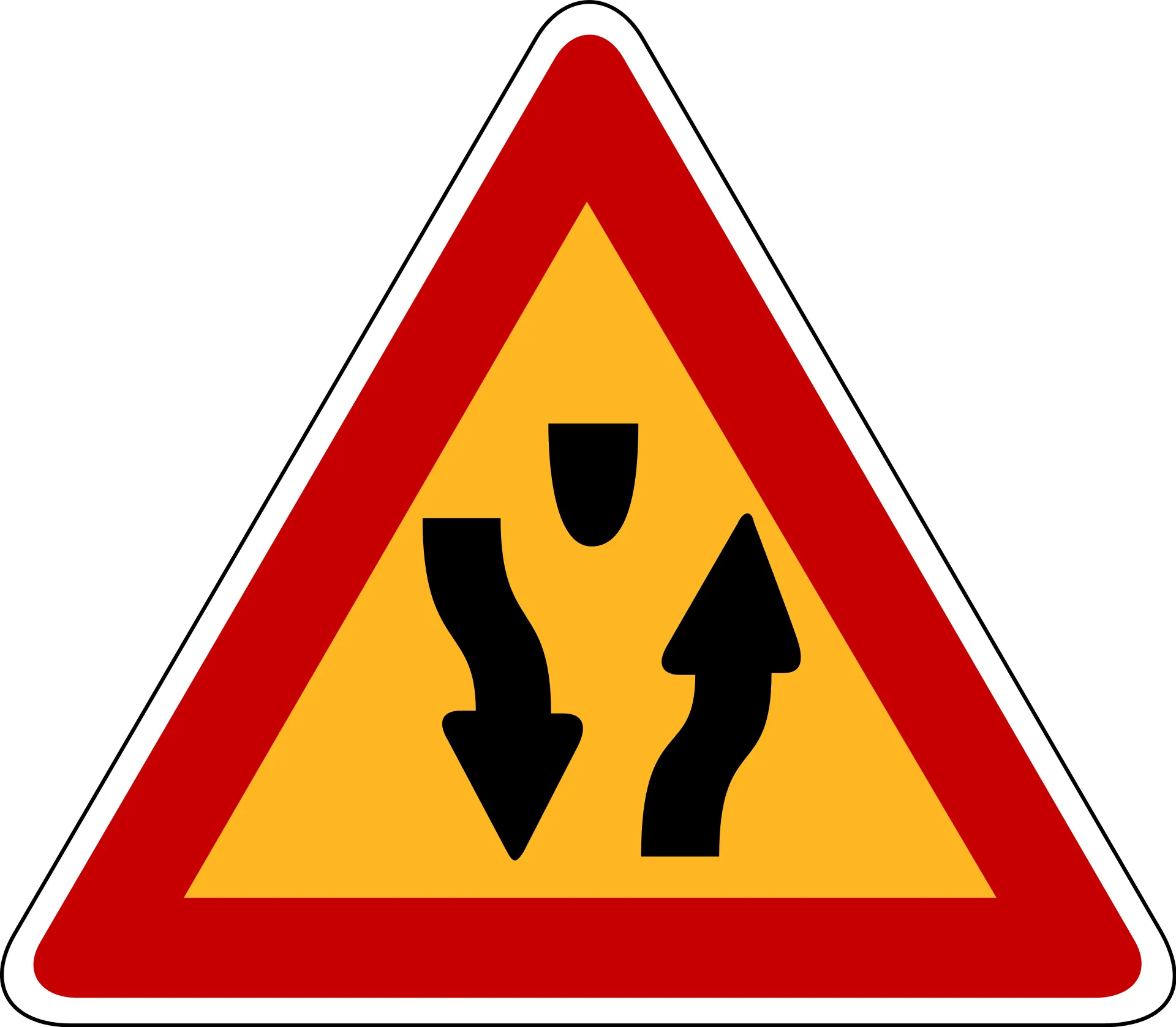 중앙 분리대 시작 표지판