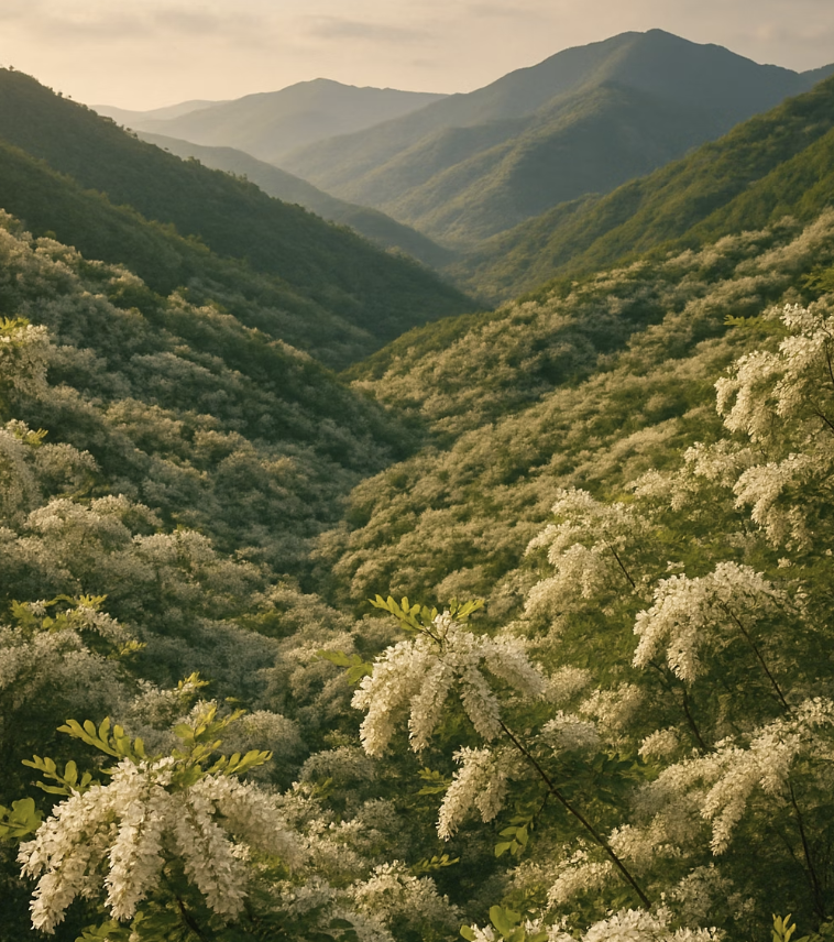 5월의 산을 뒤덮는 하얀 향연