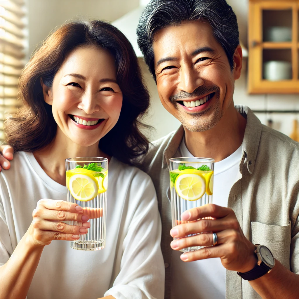 레몬수-마시는-중년-부부