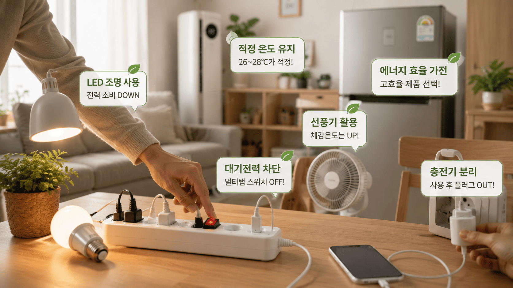 생활 속 절전 습관이 전기세 절약을 완성합니다