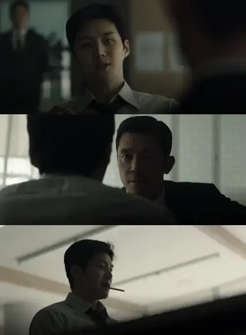 "국정원 최국장(김선호)이 비밀리에 프로젝트를 운용하는 안전가옥 장면. 마녀 세계관과의 연결고리를 암시하는 미스터리한 분위기"