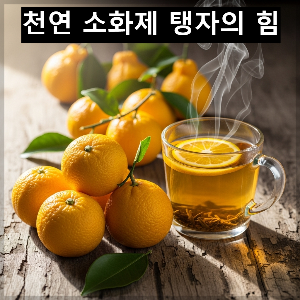 소화 및 혈관 건강에 도움을 주는 신선한 탱자와 따뜻하게 우려낸 탱자차 이미지