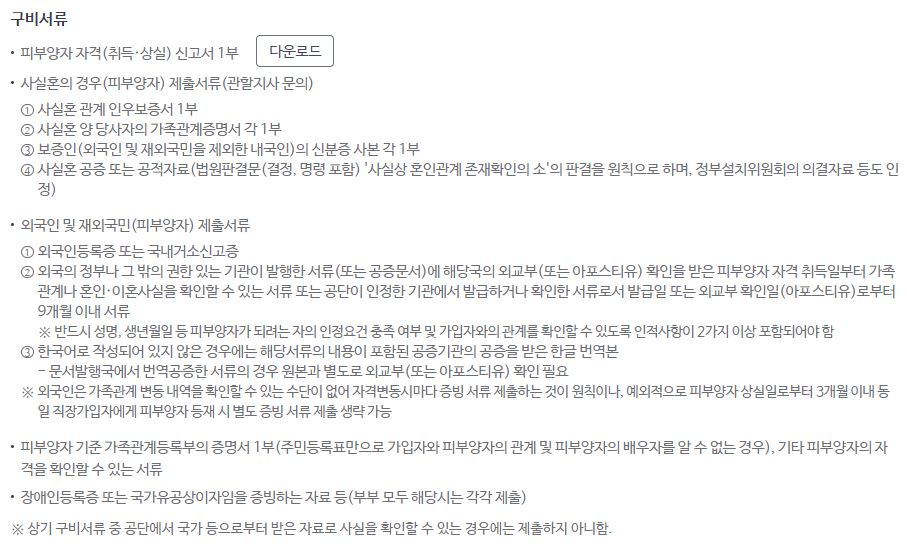 필요한 구비서류