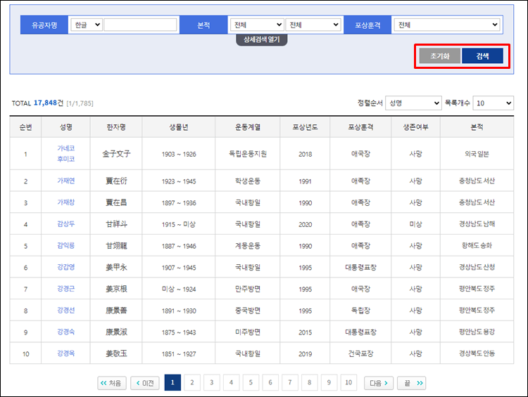 공훈전자사료관-유공자