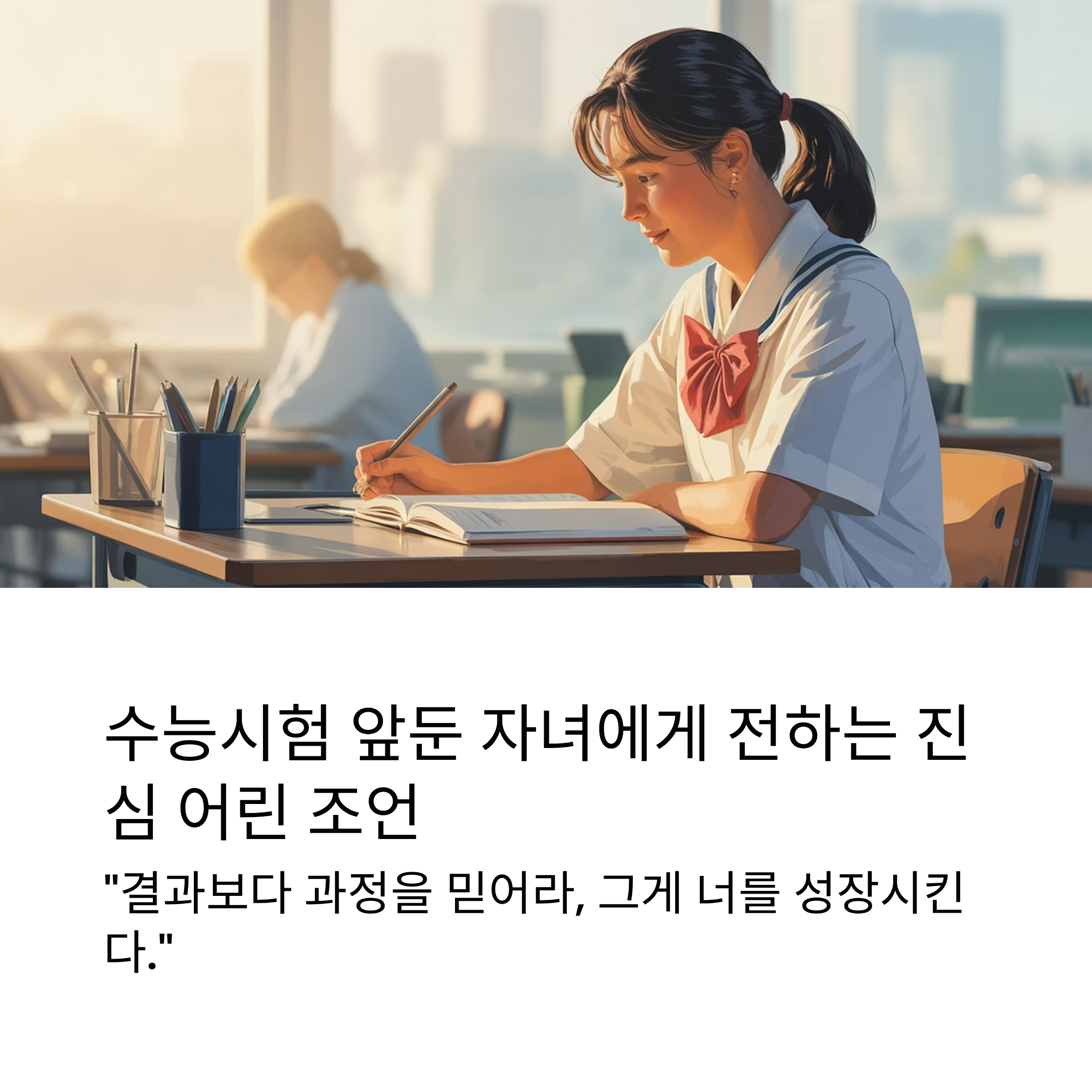 수능시험 앞둔 자녀에게 전하는 진심 어린 조언