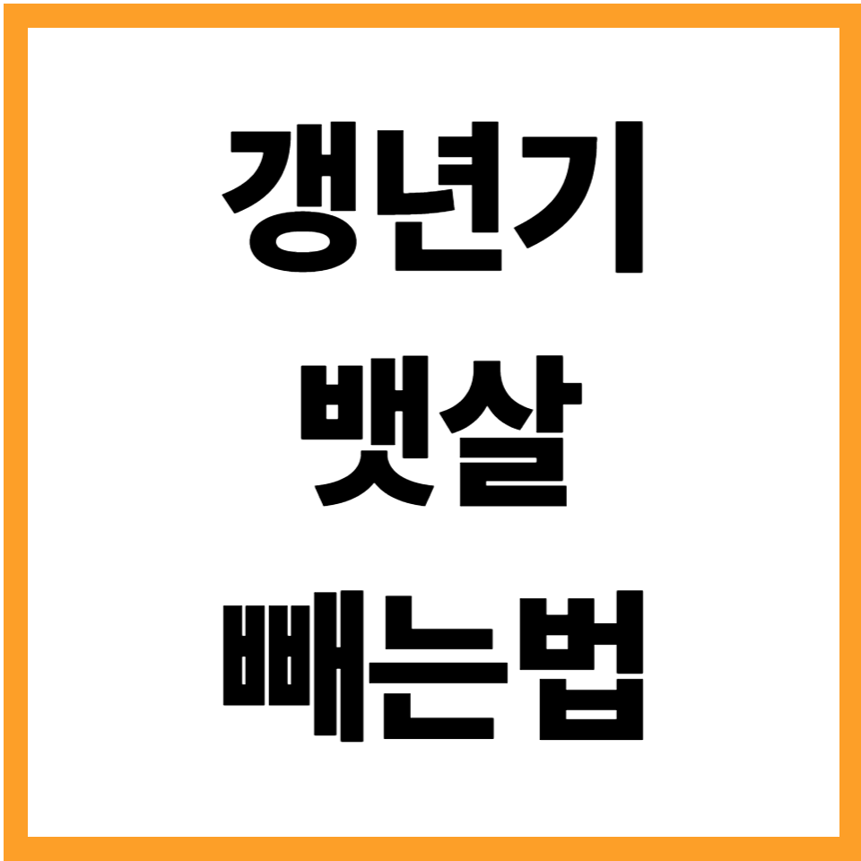 갱년기 뱃살 빼는법