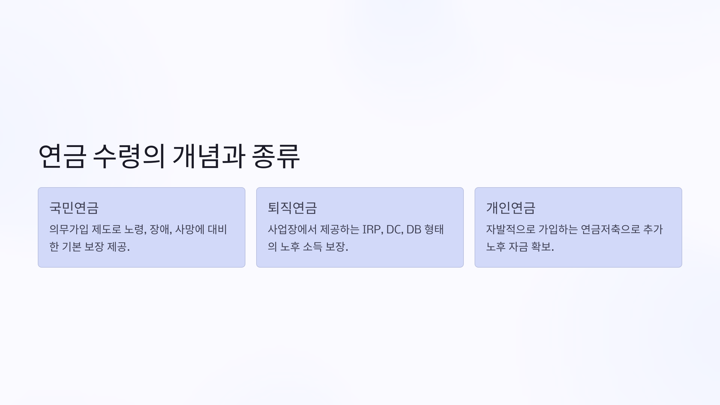연금 수령의 개념과 종류