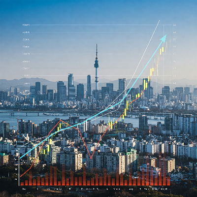 안정적인 주택 가격 그래프, 부동산 시장의 긍정적인 미래