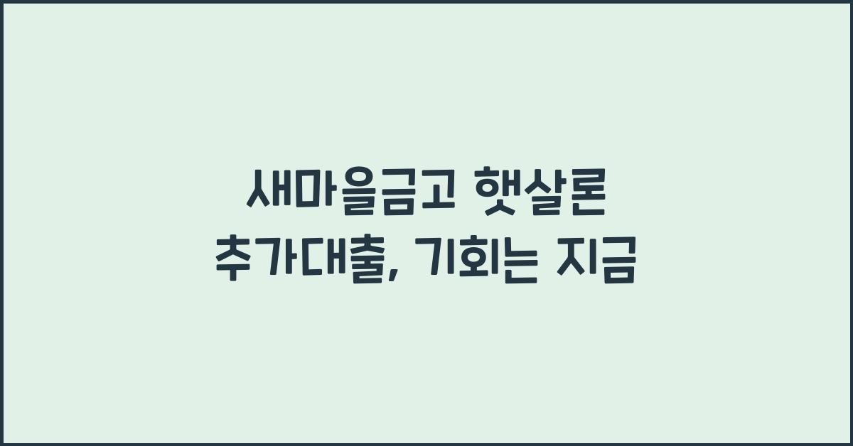 새마을금고 햇살론 추가대출
