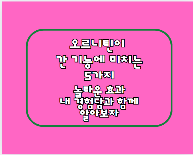 오르니틴이 간 기능에 미치는 5가지 놀라운 효과, 내 경험담과 함께 알아보자