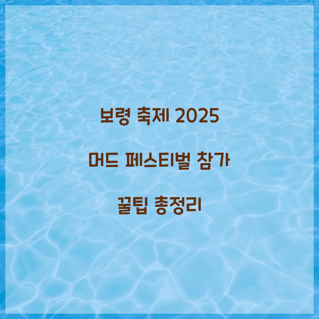 보령 축제 2025 머드 페스티벌