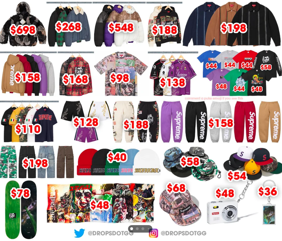 Supreme 슈프림 2025년 FW 7 Week 드랍리스트