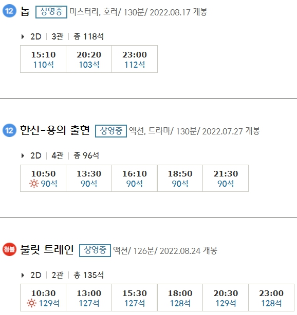 창원상남 CGV 상영시간표