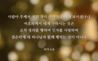 미가 6장 8절 묵상 - 사람아 주께서 선한 것이 무엇임을 네게 보이셨나니_21