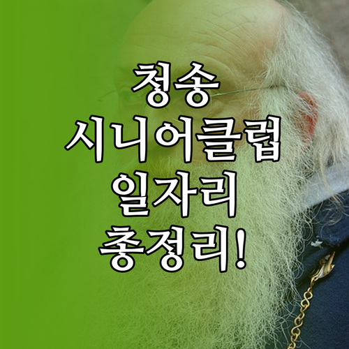 청송군 시니어클럽 위치와 노인 일자리..