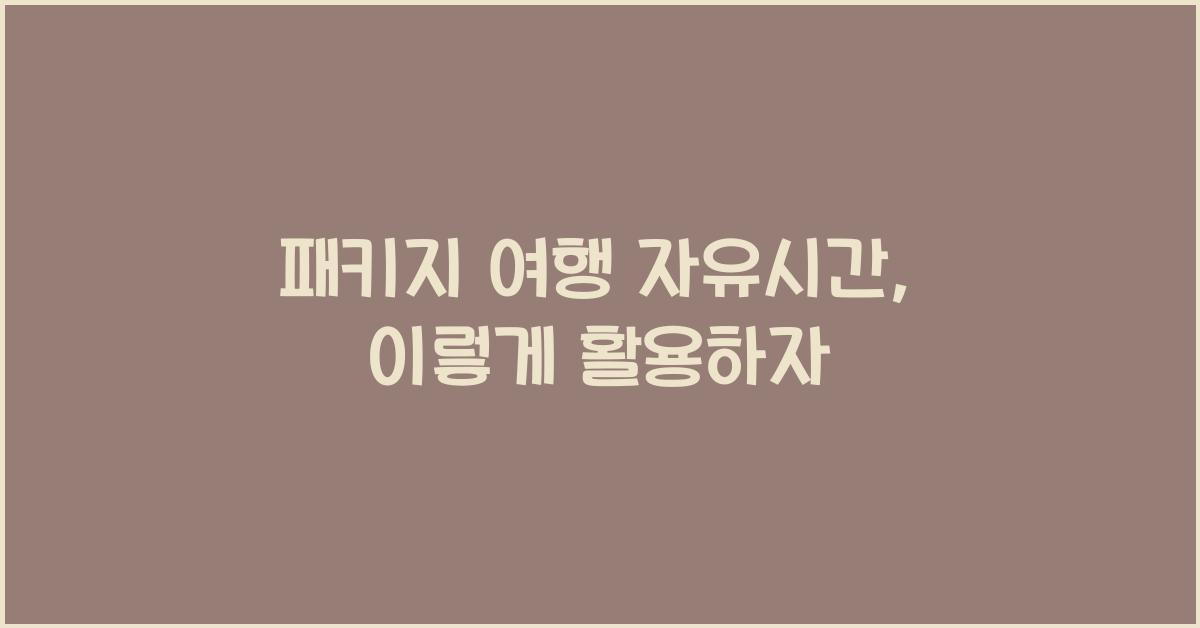 패키지 여행 자유시간
