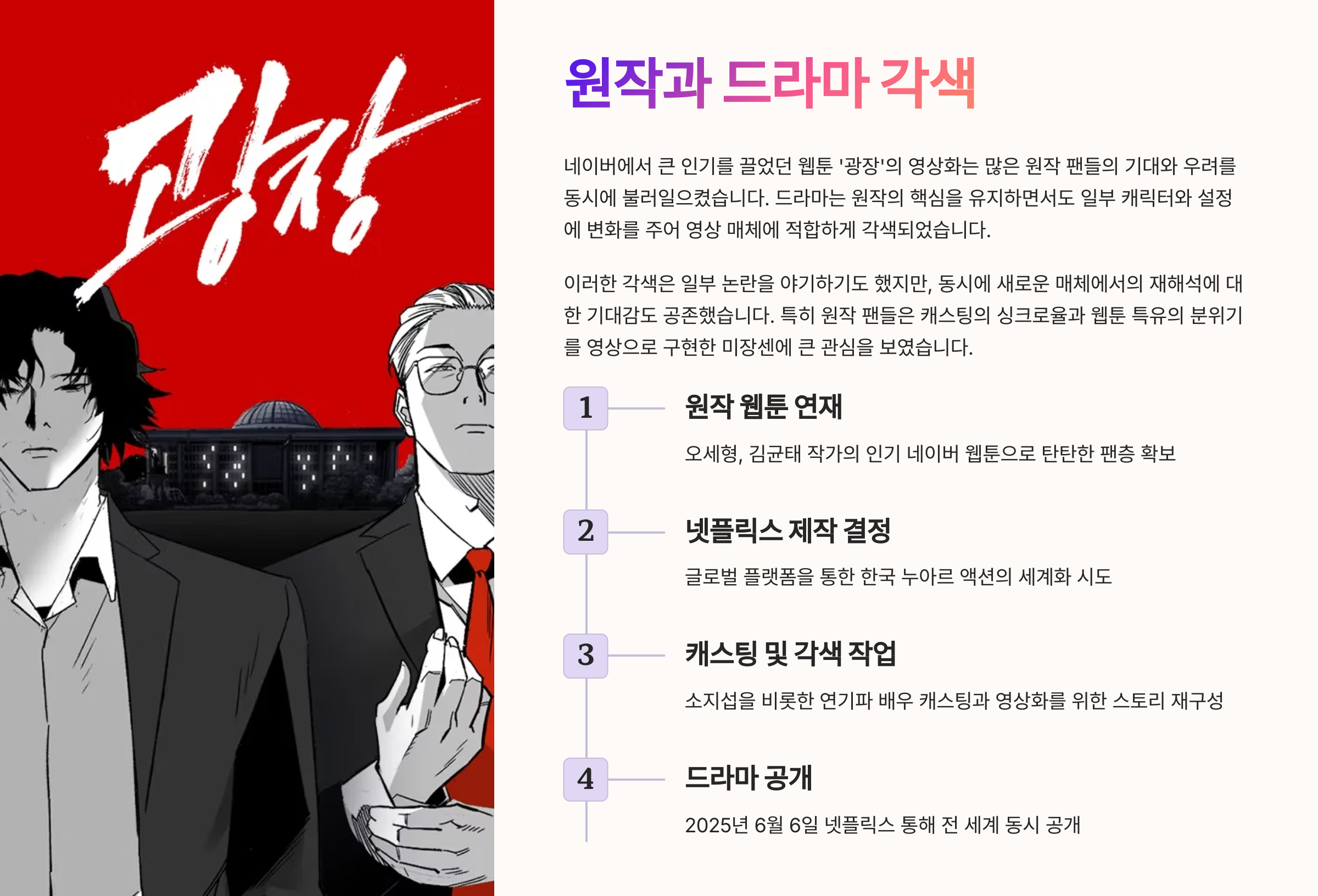 넷플릭스 광장 웹툰원작 출연진 후기 총정리