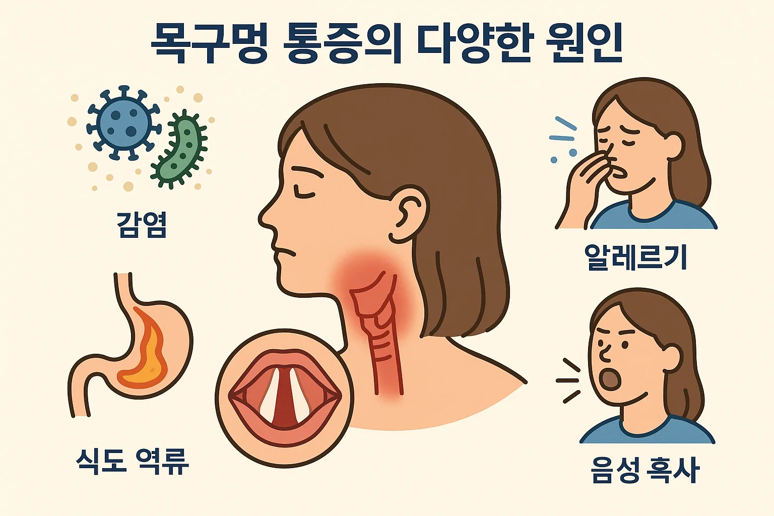 목구멍 통증 다양한 원인