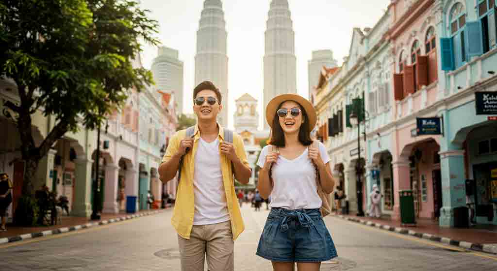 말레이시아 여행하는 젊은이들 사진