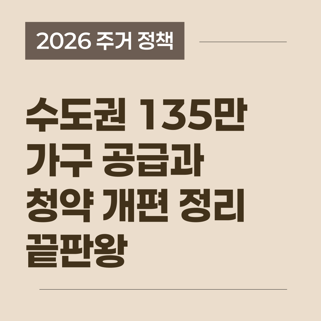 2026년 주거 정책 시리즈1 수도권 135만 가구 공급 계획과 청약 제도 개편 내용을 정리한 썸네일 이미지