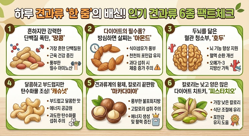 하루 견과류 '한 줌'의 배신! 인기 견과류 6종 팩트체크