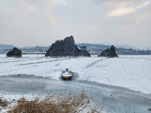 도담삼봉에서 해돋이 전