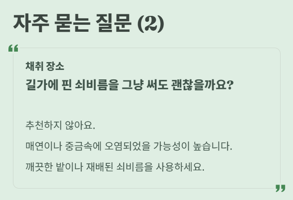 쇠비름 효소 자주 묻는 질문 2