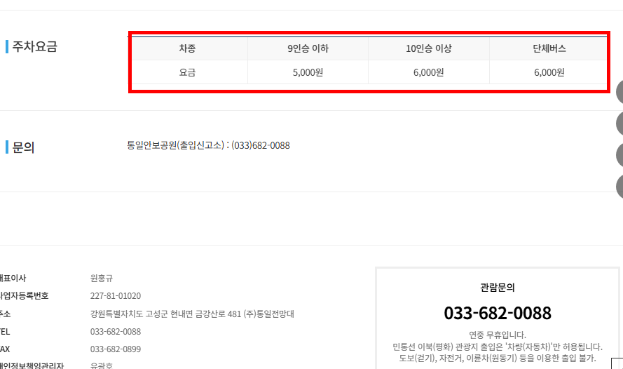 고성 통일전망대 관람안내