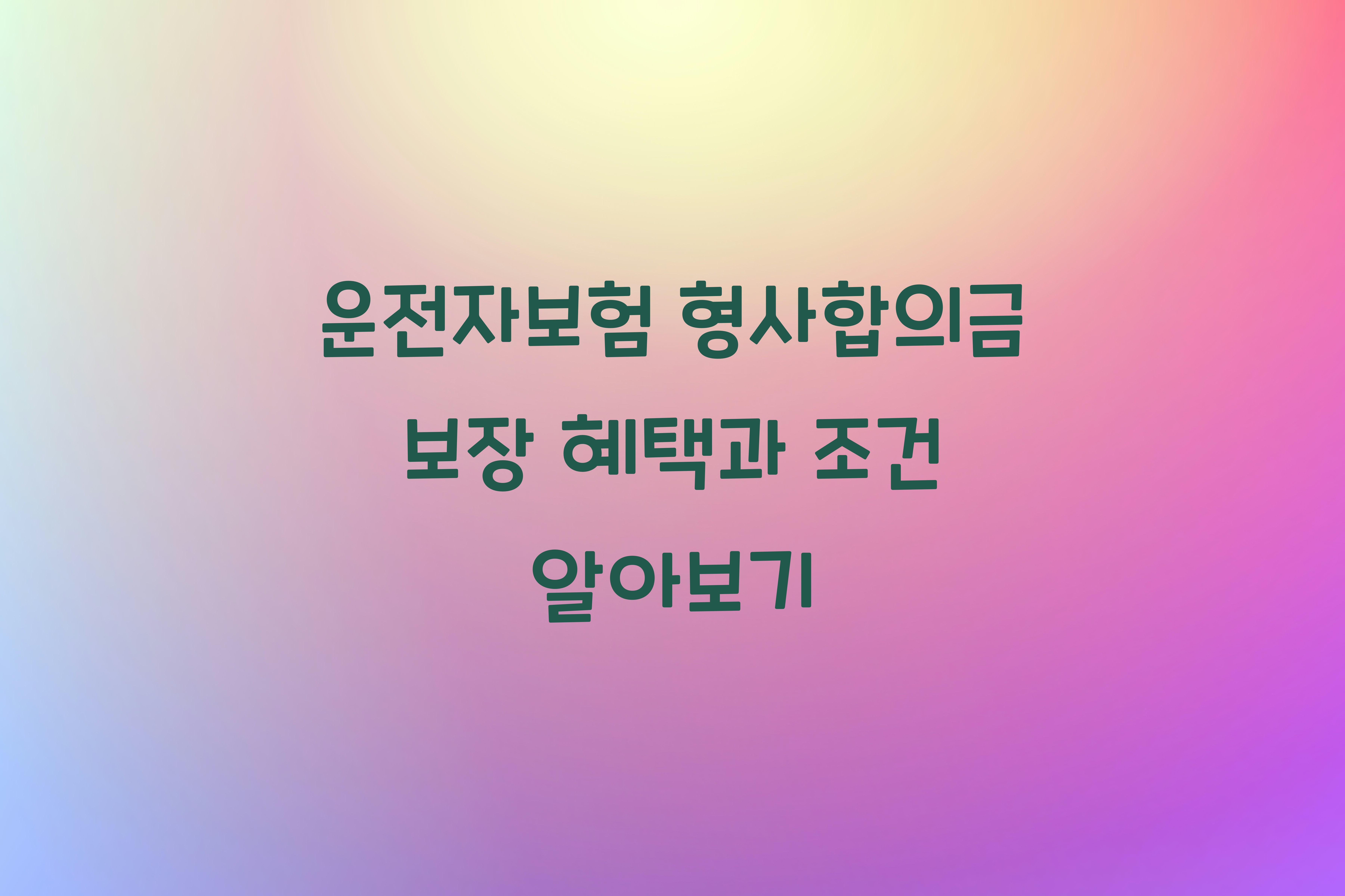 운전자보험 형사합의금 보장