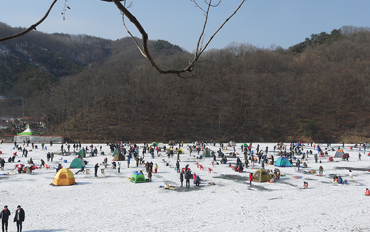 양평 빙어축제, 백동저수지, 빙어 낚시 구역