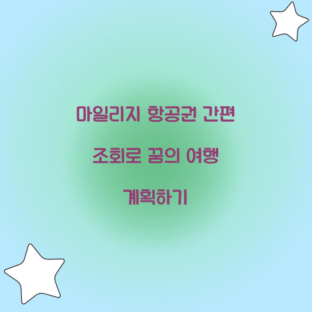 마일리지 항공권 간편 조회