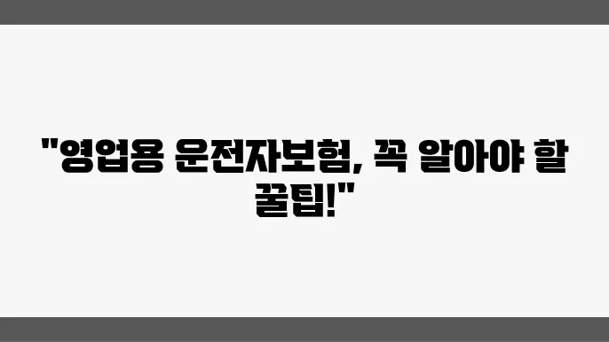 영업용 운전자보험 보장 내용 이미지
