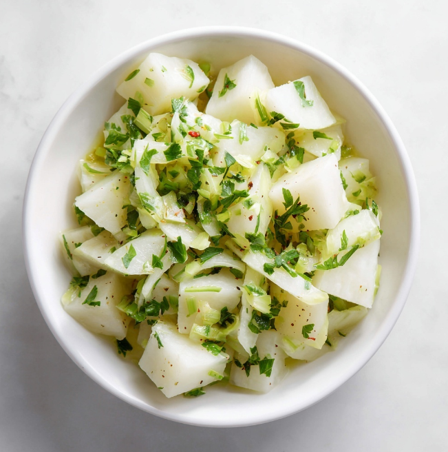 콜라비 와 파를 이용해 만든 반찬