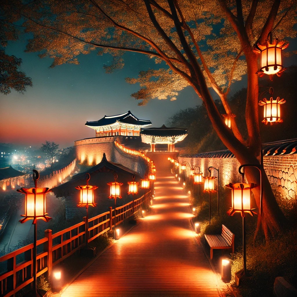 수원 화성 야경 이미지