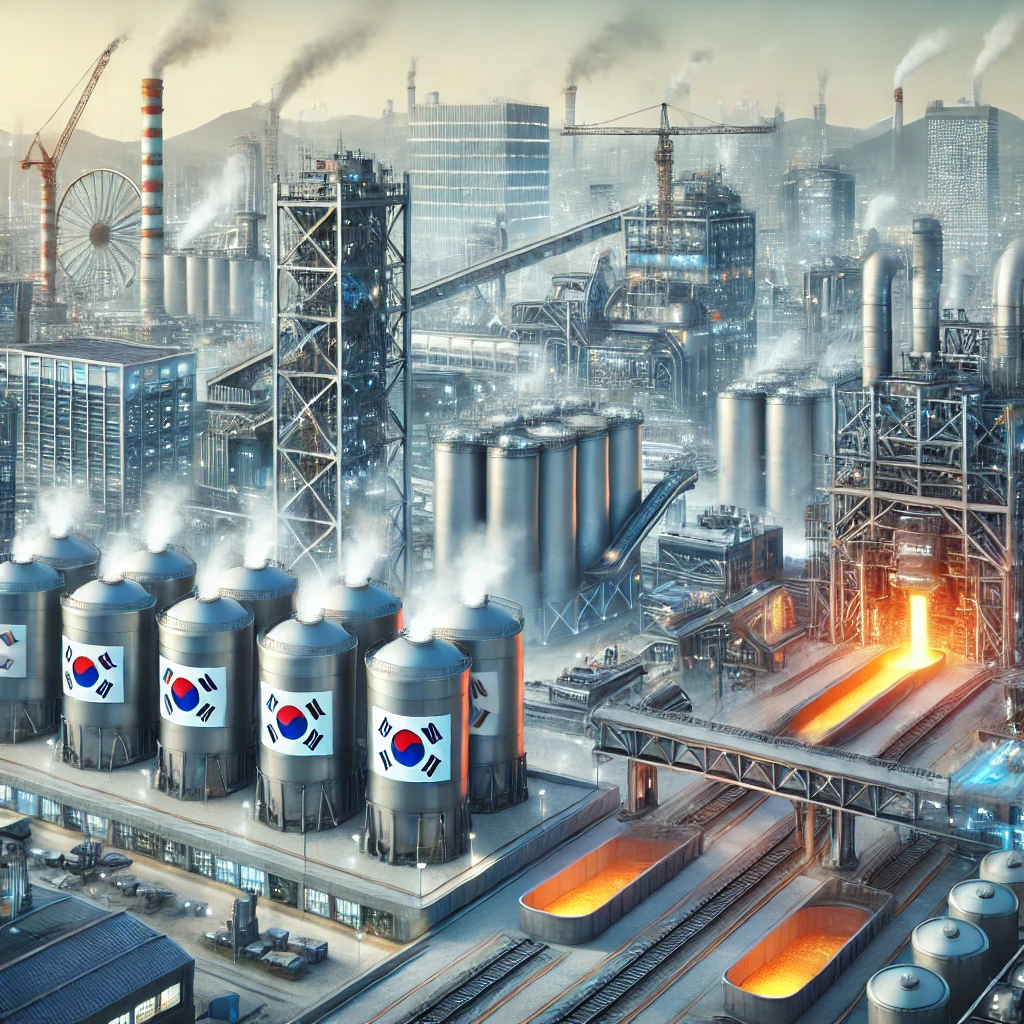 철강신업과 LNG저장탱크 이미지