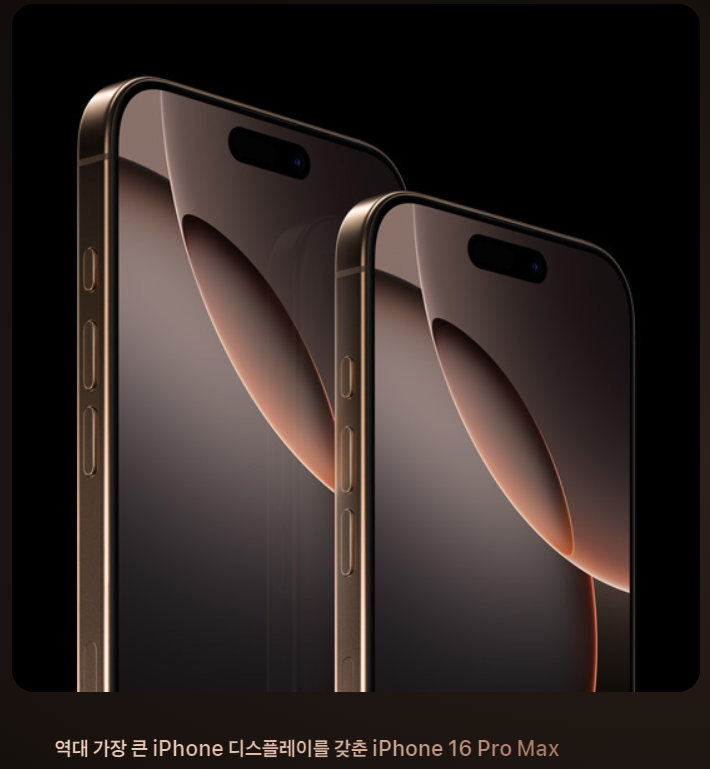 역대 가장 큰 iPhone 디스플레이를 갖춘 iPhone 16 Pro Max