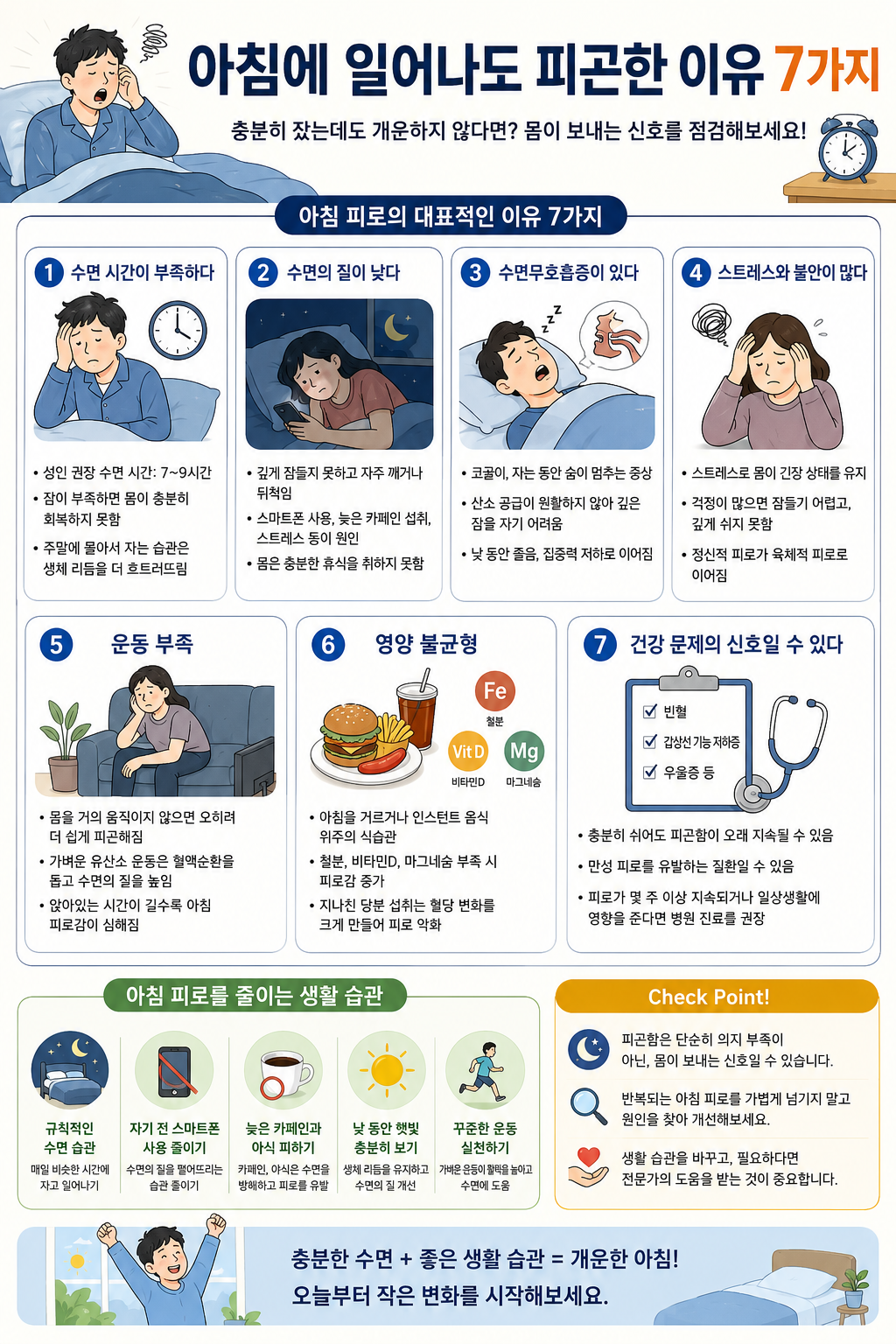 아침에 일어나도 피곤한 7가지 이유
