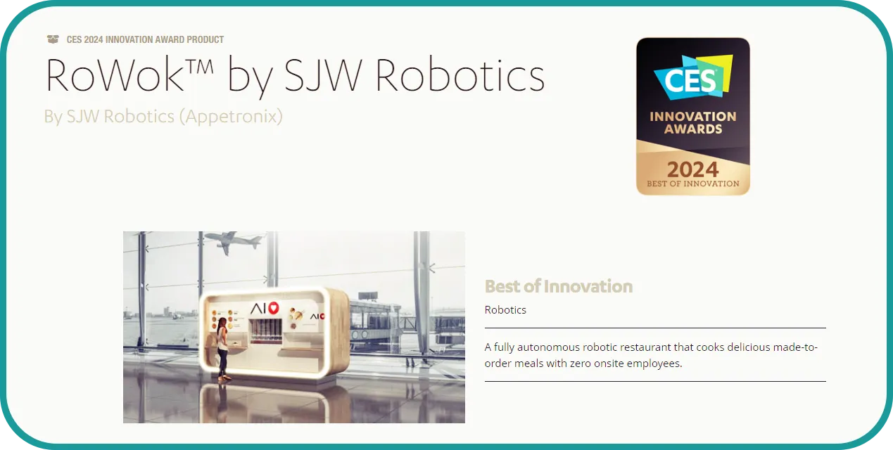 SJW Robotics의 로봇기반 자동화판매기계 RoWor&trade; ces2024 최고혁신상