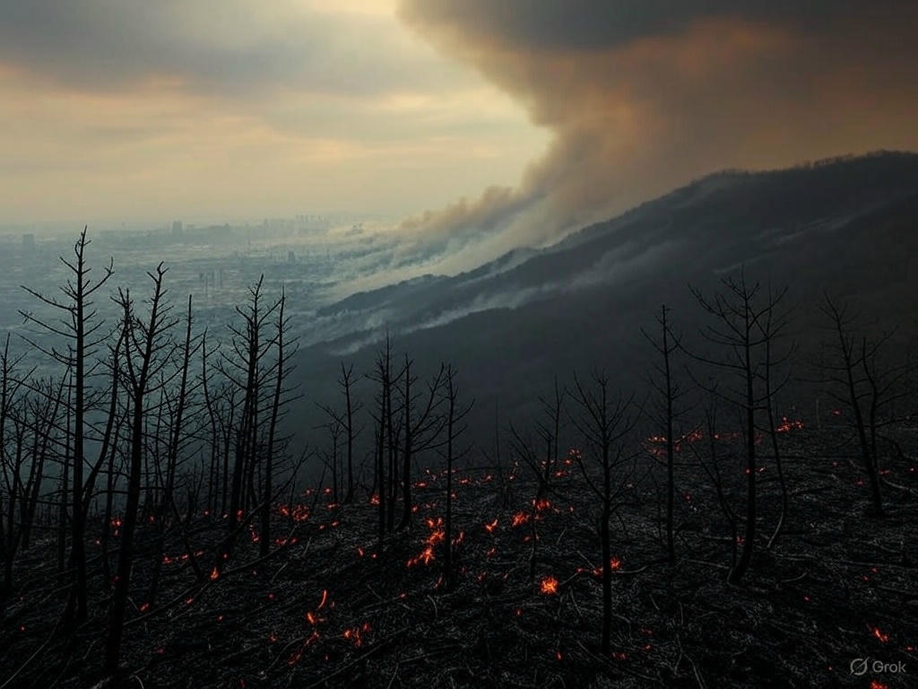 함지산 산불 연기