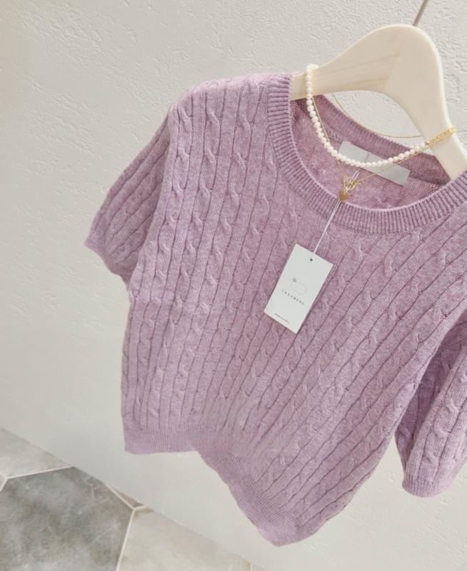 캐시 꽈배기 반팔 니트