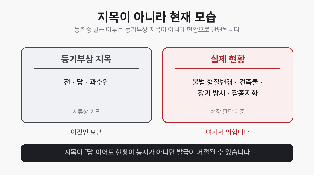 지목이 아니라 현재 모습을 봅니다