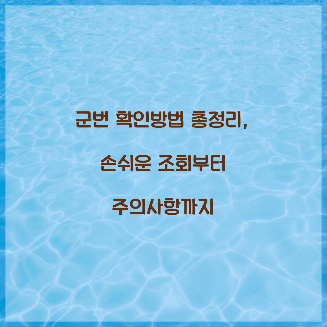 군번 확인방법